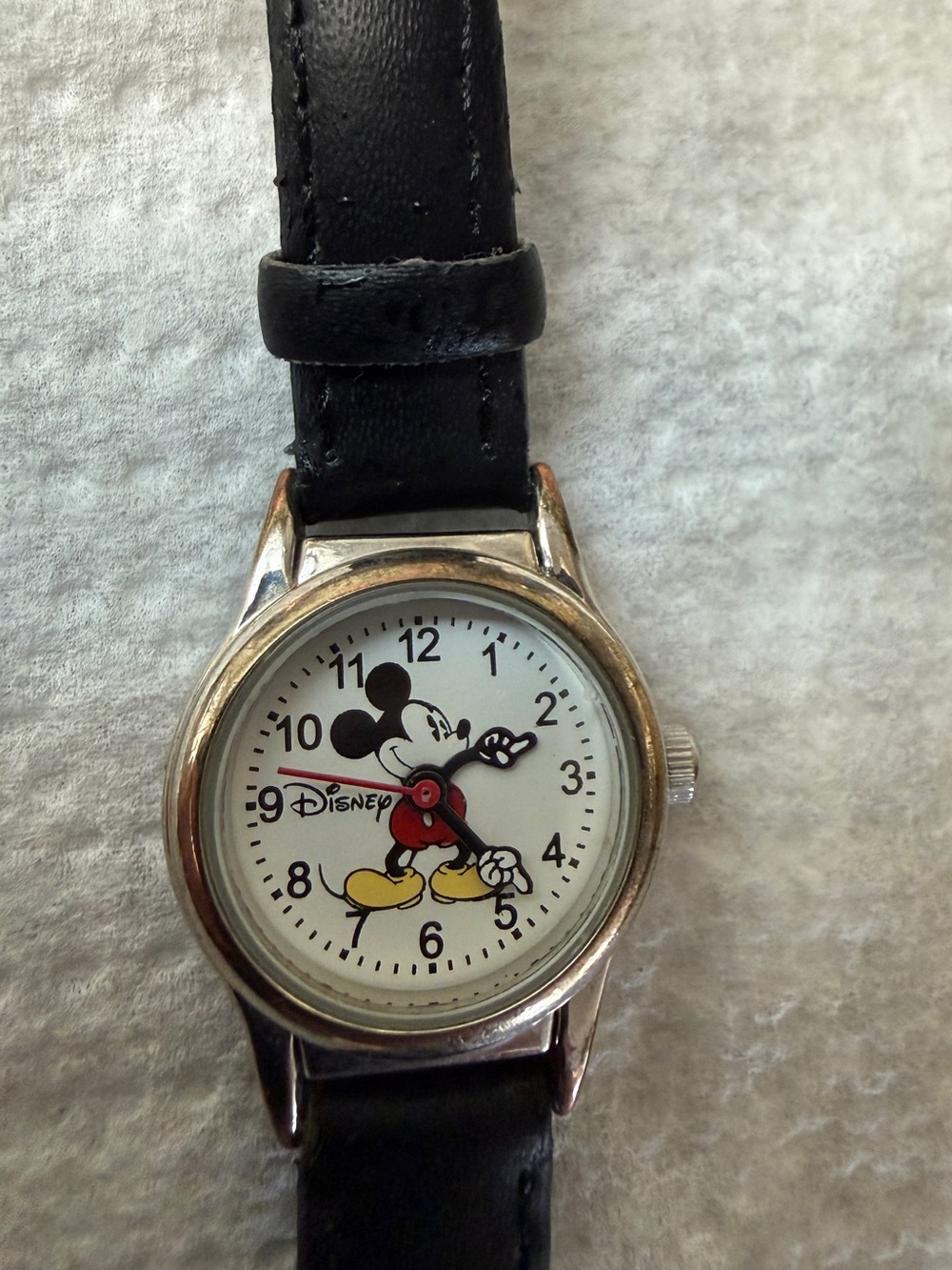 Disney Mickey Mouse Watch Black Leather Strap Kids Womens Vintage Style mini